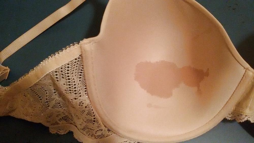 8P Neighbors beige bra with cum stain. 