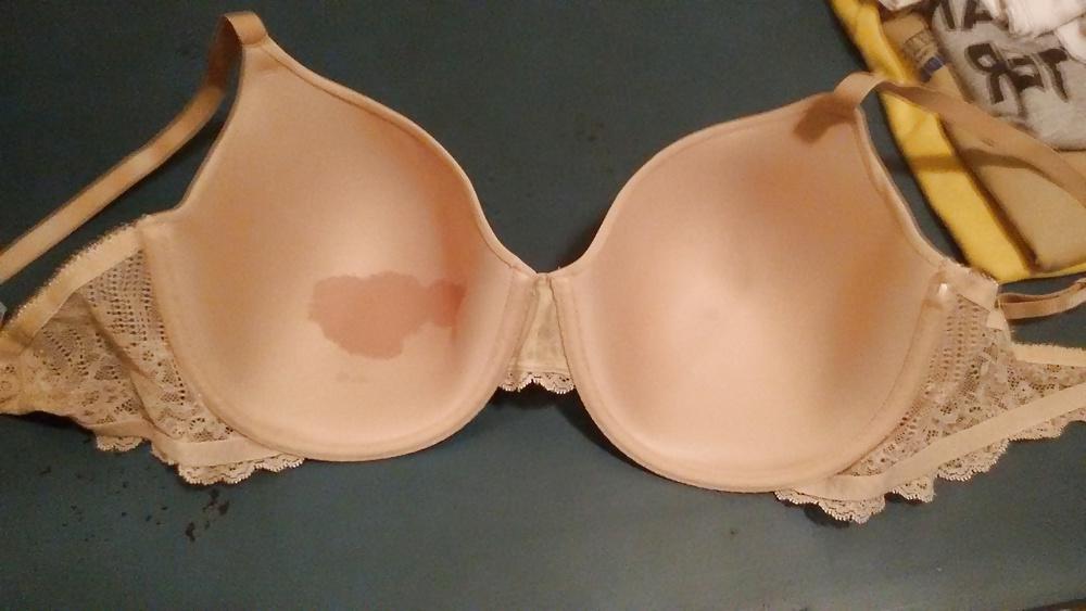8P Neighbors beige bra with cum stain. 