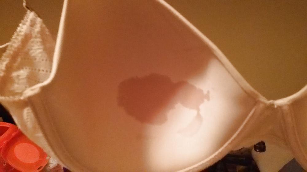 8P Neighbors beige bra with cum stain. 