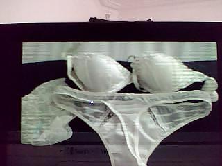 4P Wifes pantys,bra and huge rubber dildo