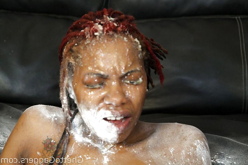 6P Cum on black face
