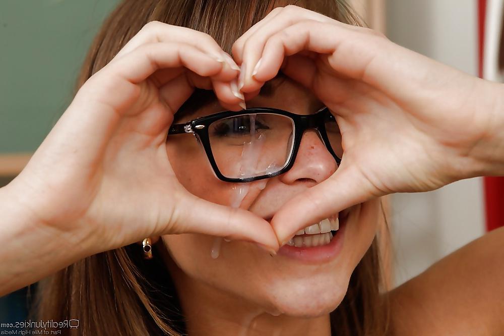 25P Cum on glasses
