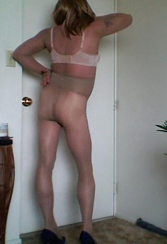 8P Nude pantyhose ass with bra