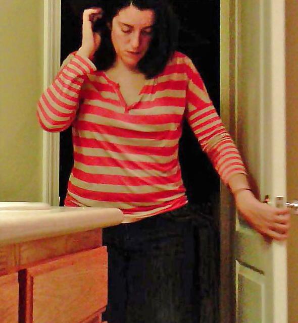 13P Brunette Wife Taking Her Bra Off & Then Changing Outfits