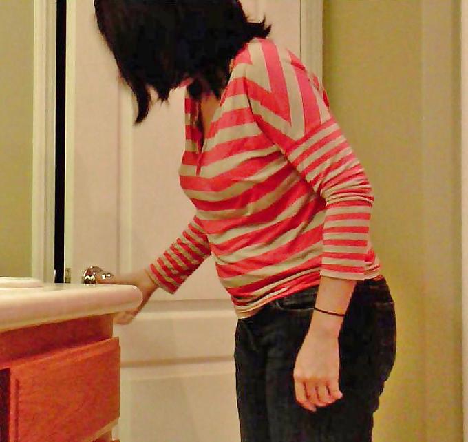 13P Brunette Wife Taking Her Bra Off & Then Changing Outfits