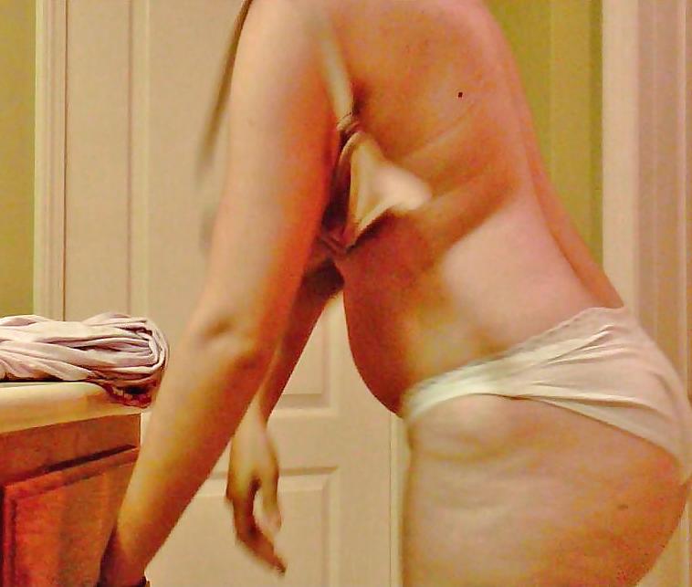 13P Brunette Wife Taking Her Bra Off & Then Changing Outfits