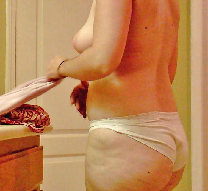 13P Brunette Wife Taking Her Bra Off & Then Changing Outfits