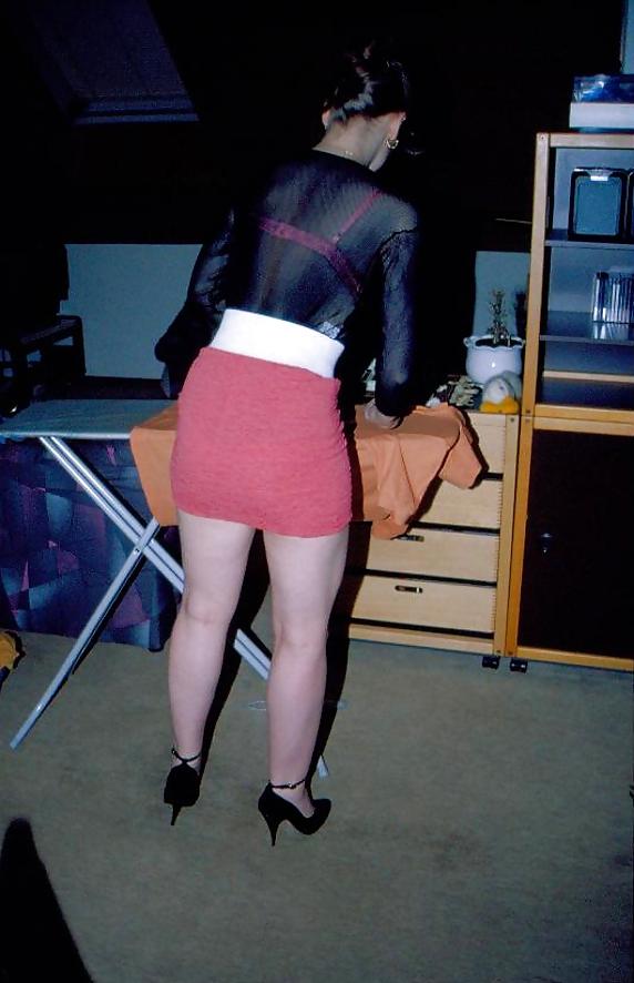 10P SAG - Wife's Tits Pink Bra & Mini Skirt & Black Net Shirt 04