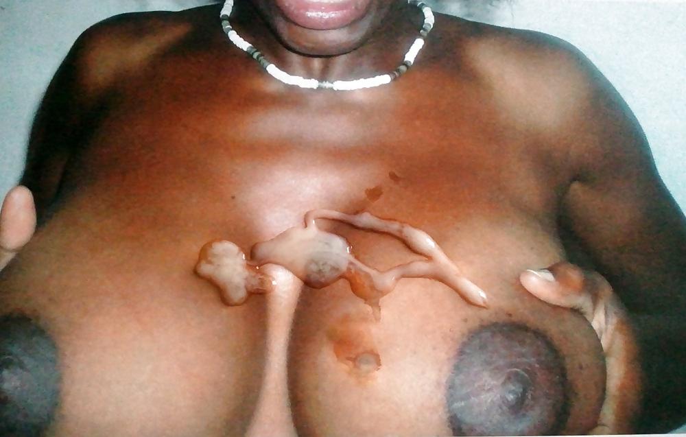 17P CUM on Vivi luscious black juggs