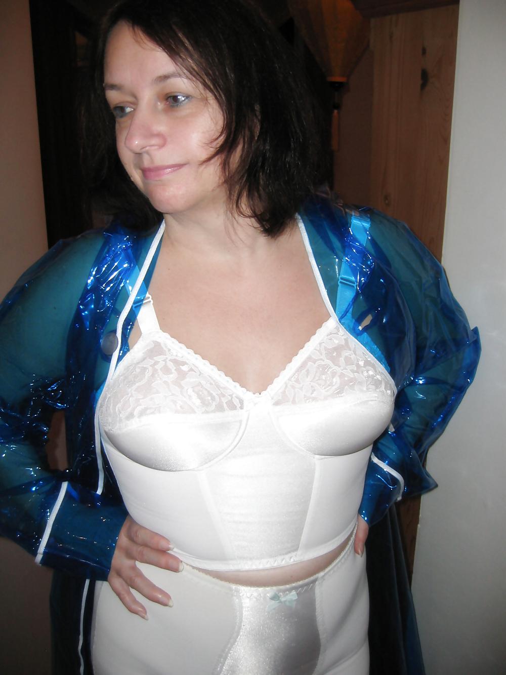 12P Wife in girdle and PVC Raincoat