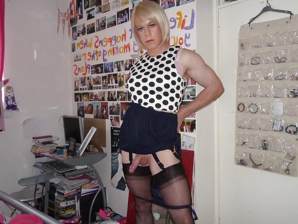 11P Tgirl Holly panties down again...tut.tut