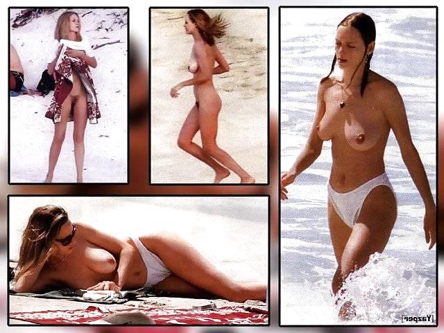 25P Uma Thurman Bikini topless pregnant 