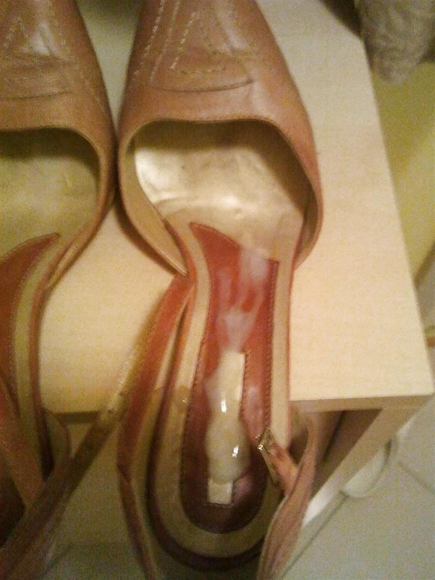 5P Cum on mother-in-law office shoes!