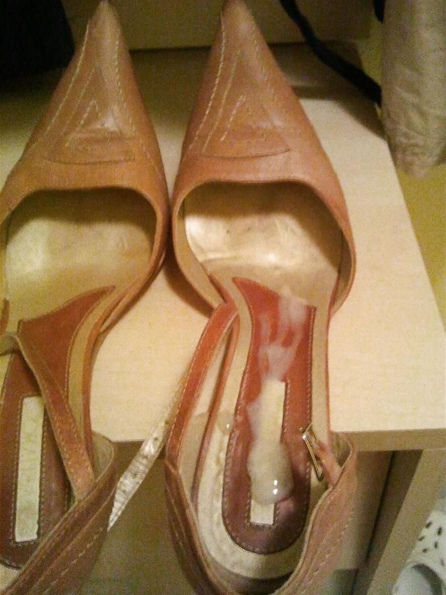 5P Cum on mother-in-law office shoes!