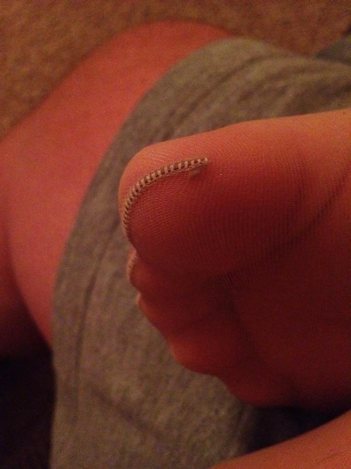 25P More Nylon Soles with cum on them
