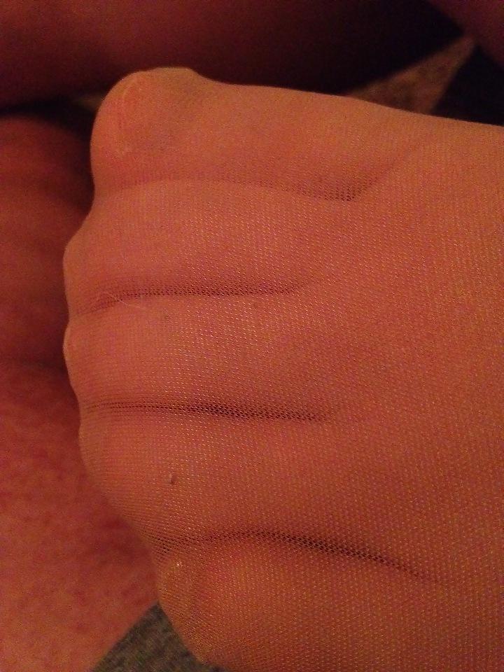 25P More Nylon Soles with cum on them