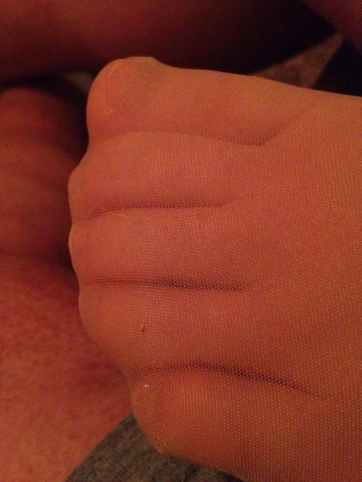25P More Nylon Soles with cum on them