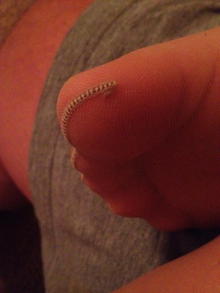 25P More Nylon Soles with cum on them