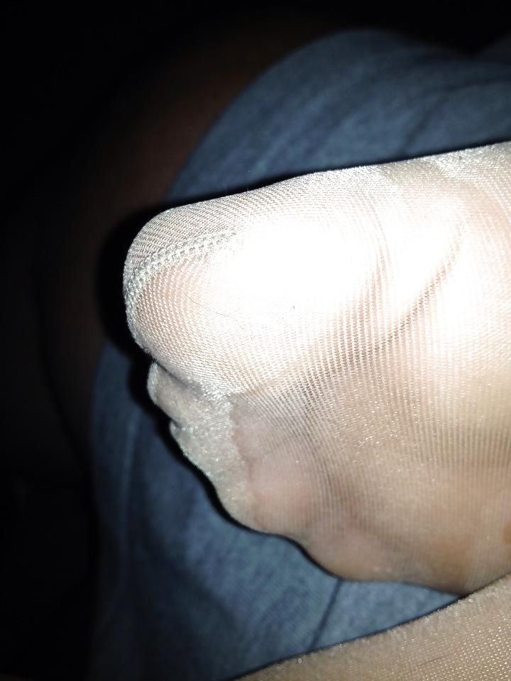 25P More Nylon Soles with cum on them
