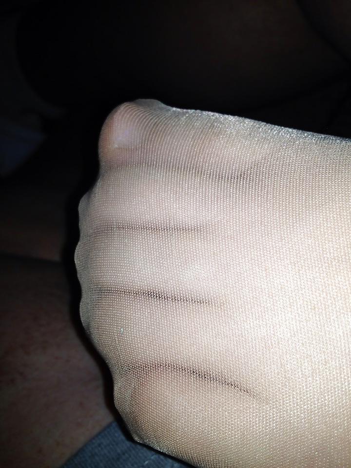 25P More Nylon Soles with cum on them