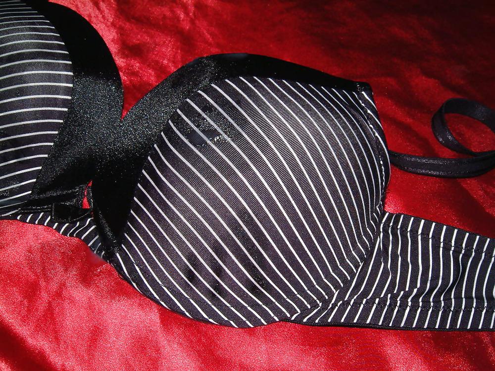 9P Black Stripey Bra Cum 1
