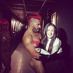 9P TV interviewer and the Naked DJ (CFNM)