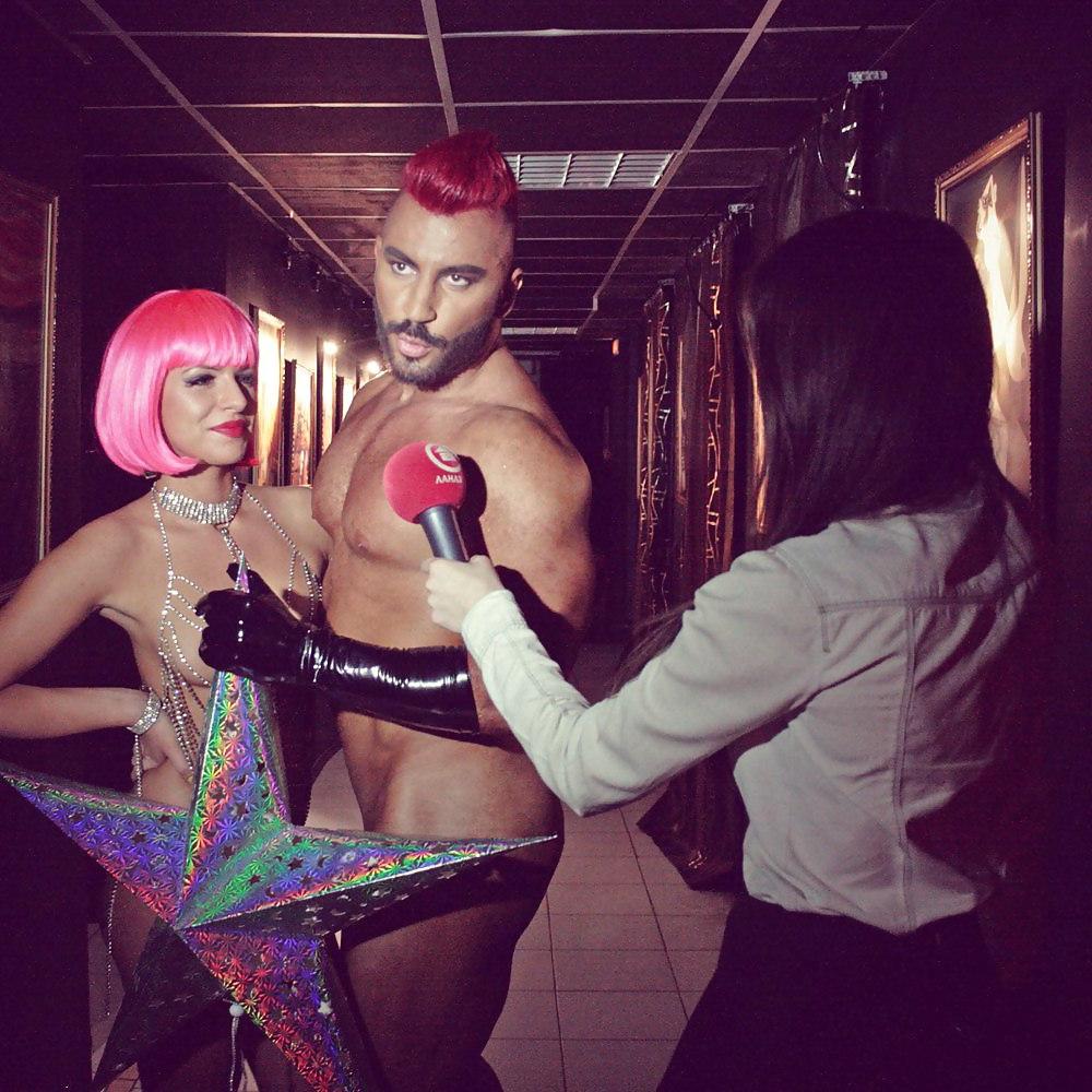 9P TV interviewer and the Naked DJ (CFNM)