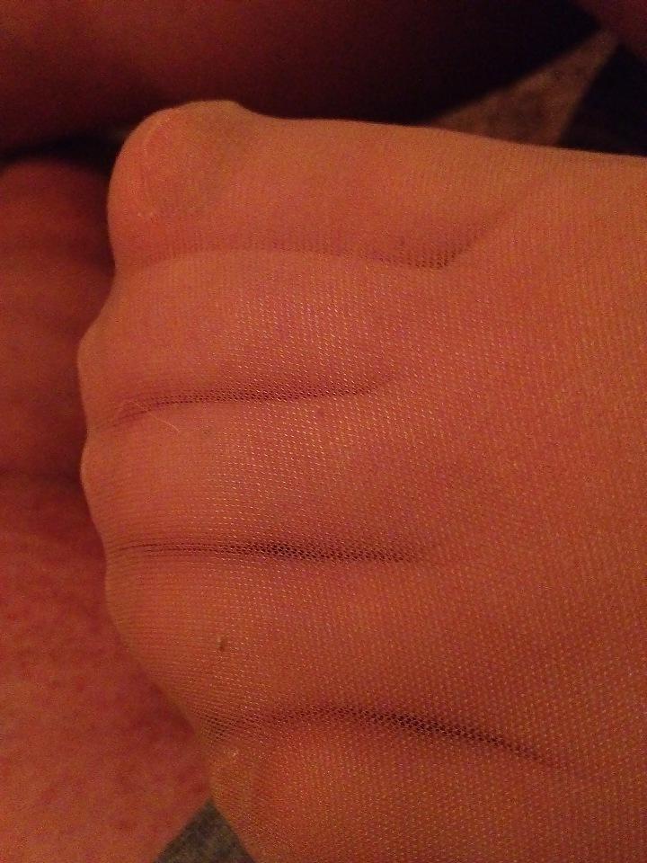25P More Nylon Soles with cum on them