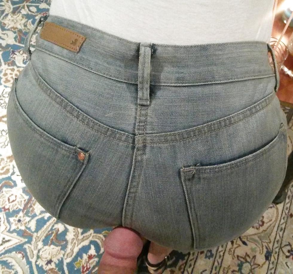 5P Cum on jeans ass wife