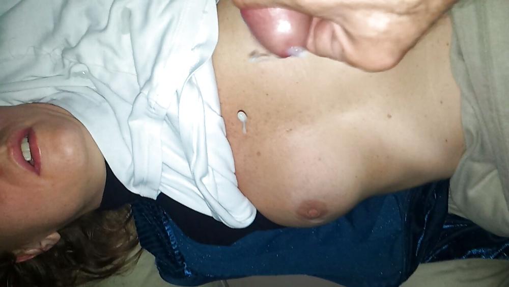 7P Cum on my redhead wife face & tits as in bed