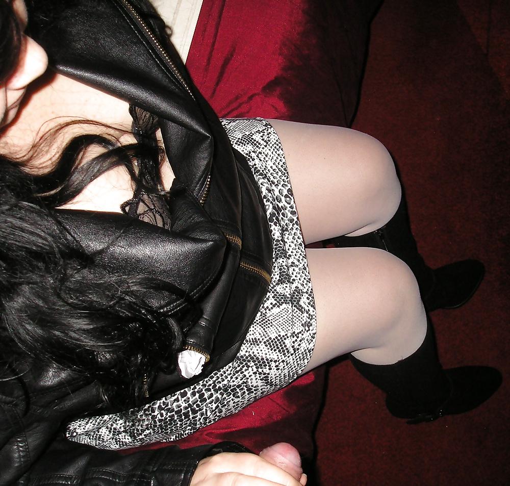 15P My girlfriends tits lacy bra white tights pantyhose