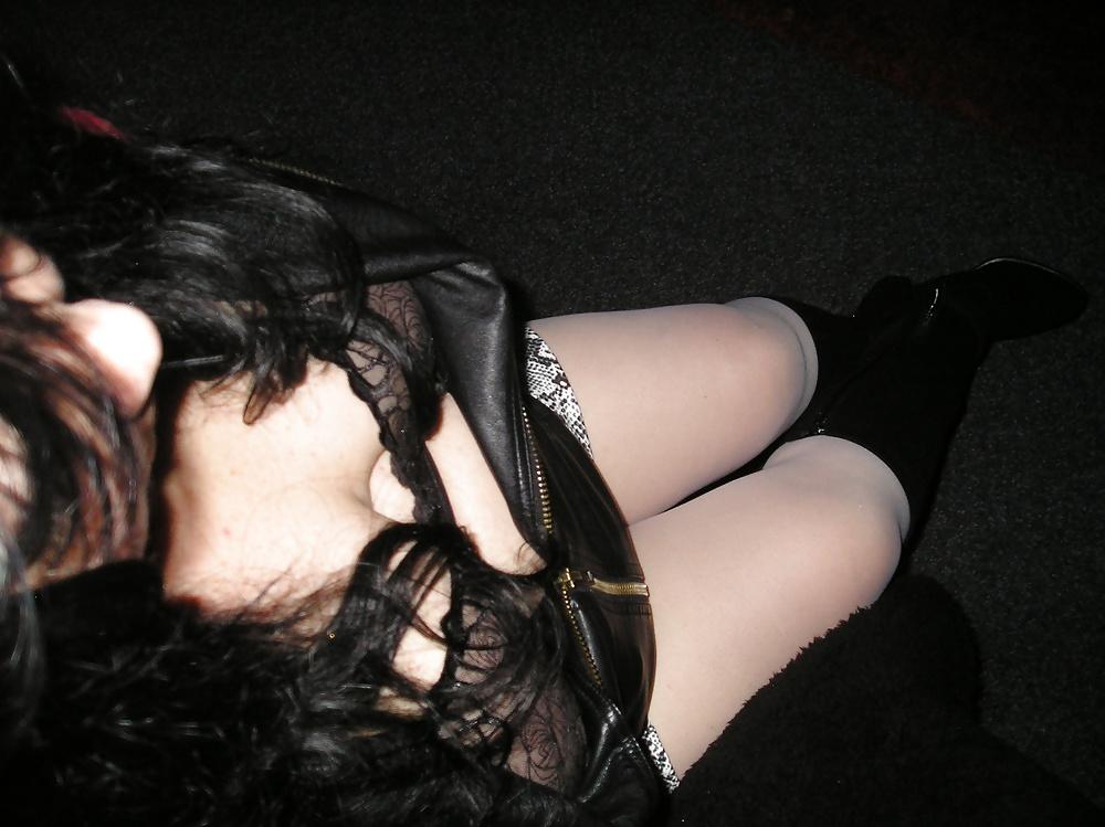 15P My girlfriends tits lacy bra white tights pantyhose