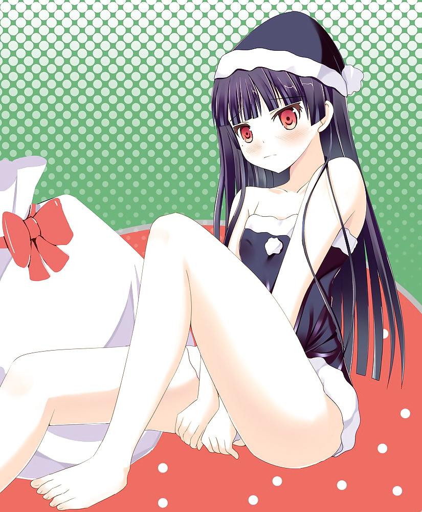 25P Anime style: hot legs and feet in Christmas outfit