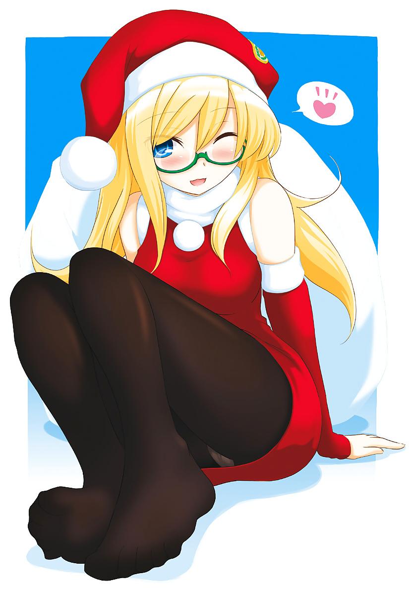 25P Anime style: hot legs and feet in Christmas outfit