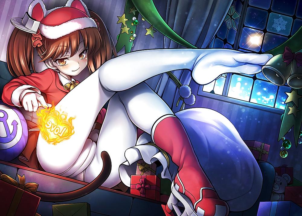 25P Anime style: hot legs and feet in Christmas outfit