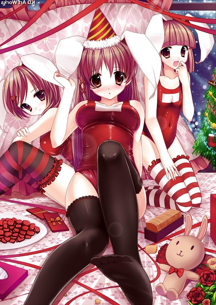 25P Anime style: hot legs and feet in Christmas outfit