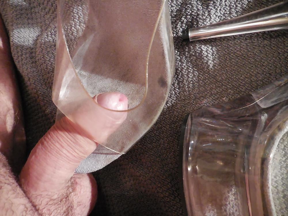 20P Big cum on clear High Heels