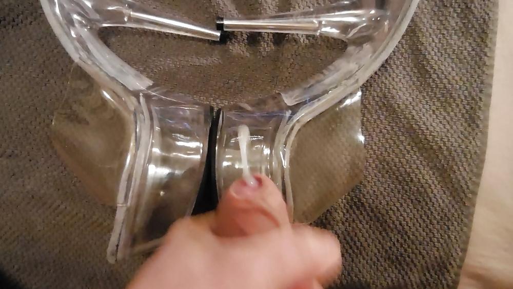 20P Big cum on clear High Heels