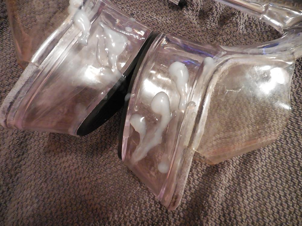 20P Big cum on clear High Heels