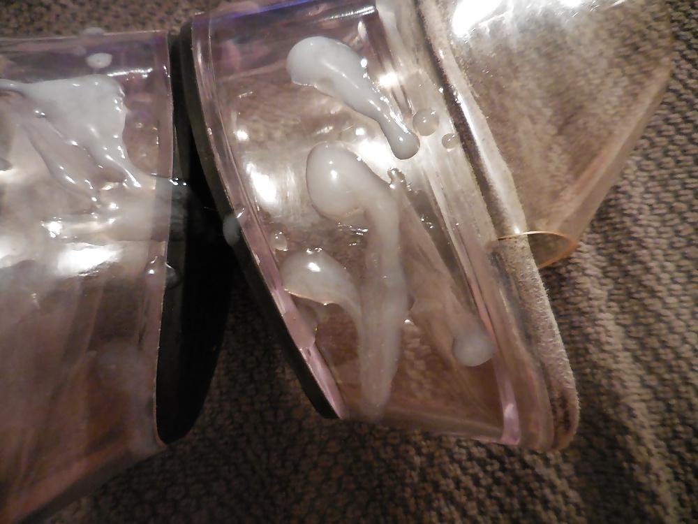 20P Big cum on clear High Heels