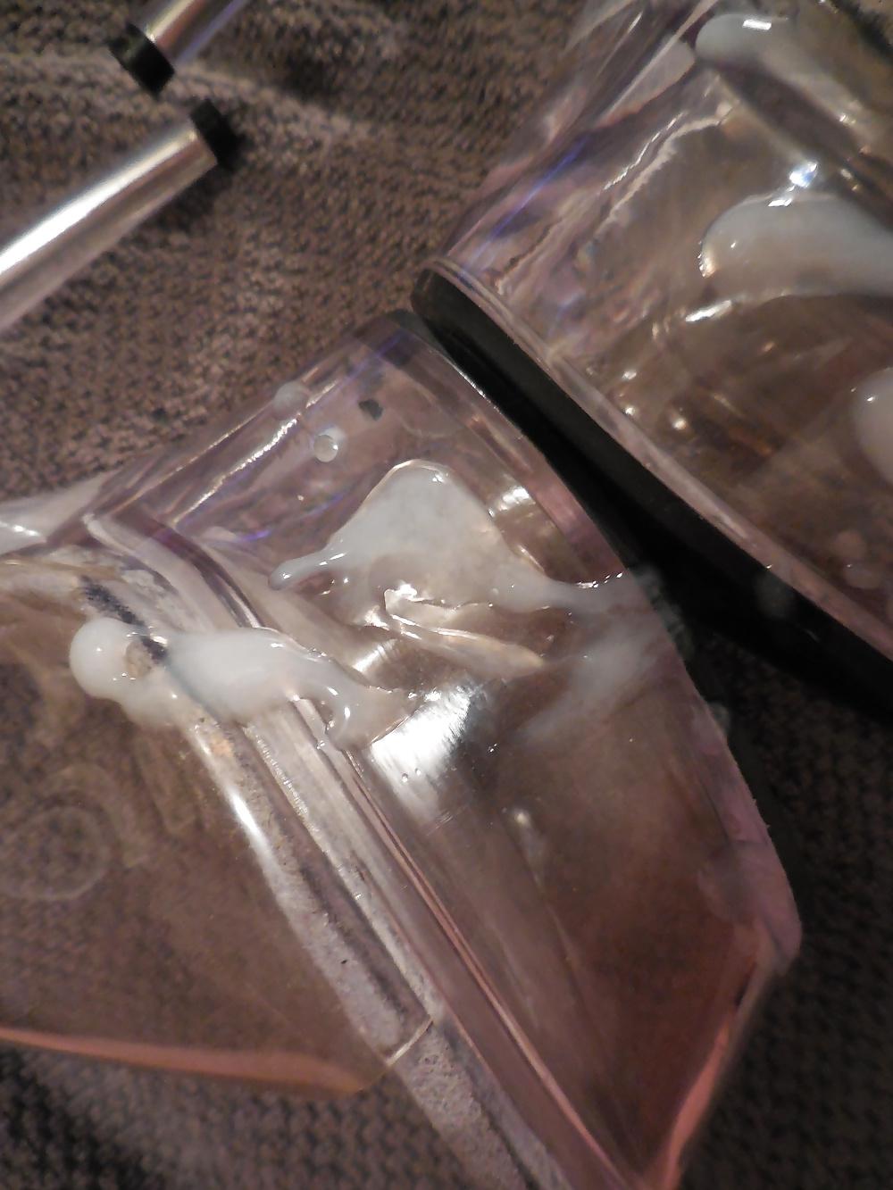 20P Big cum on clear High Heels