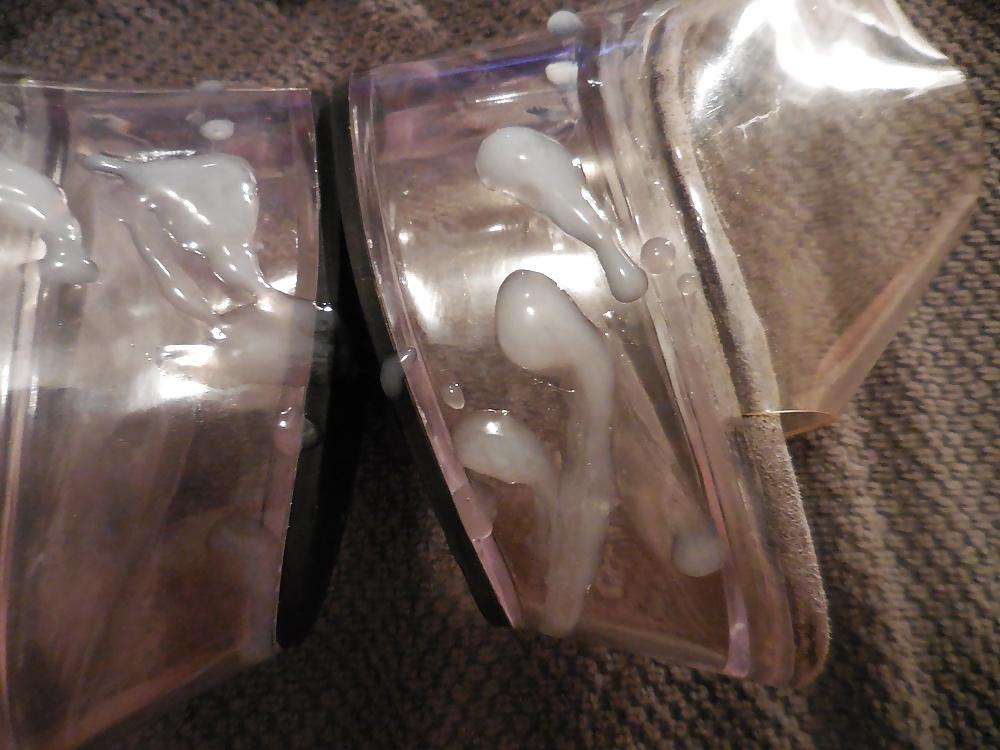 20P Big cum on clear High Heels