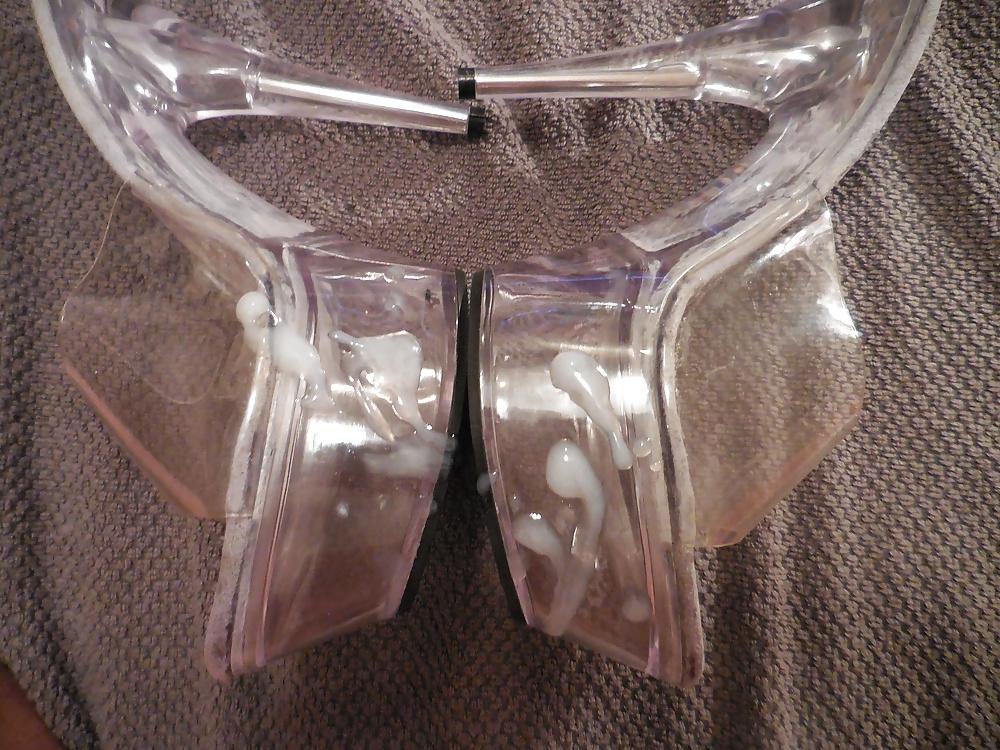 20P Big cum on clear High Heels