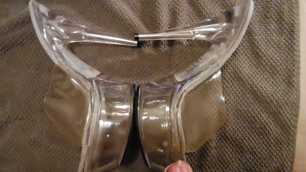 20P Big cum on clear High Heels