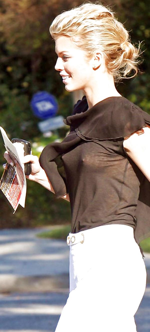 7P No bra, hard nipples