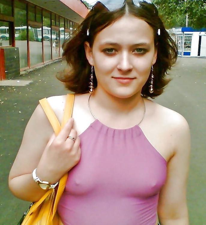 7P No bra, hard nipples