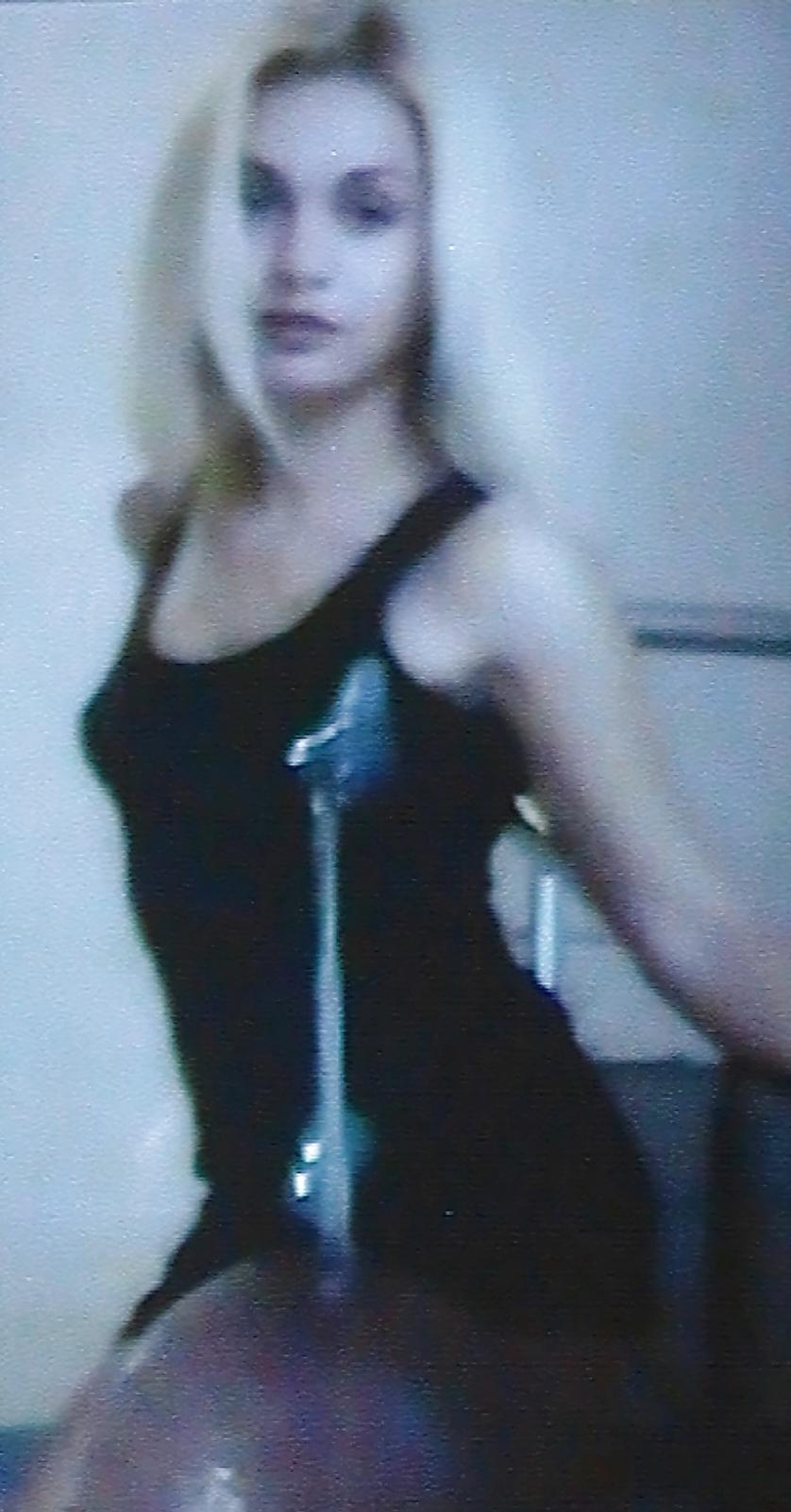 25P Cum on girlfriend blonde in black dress