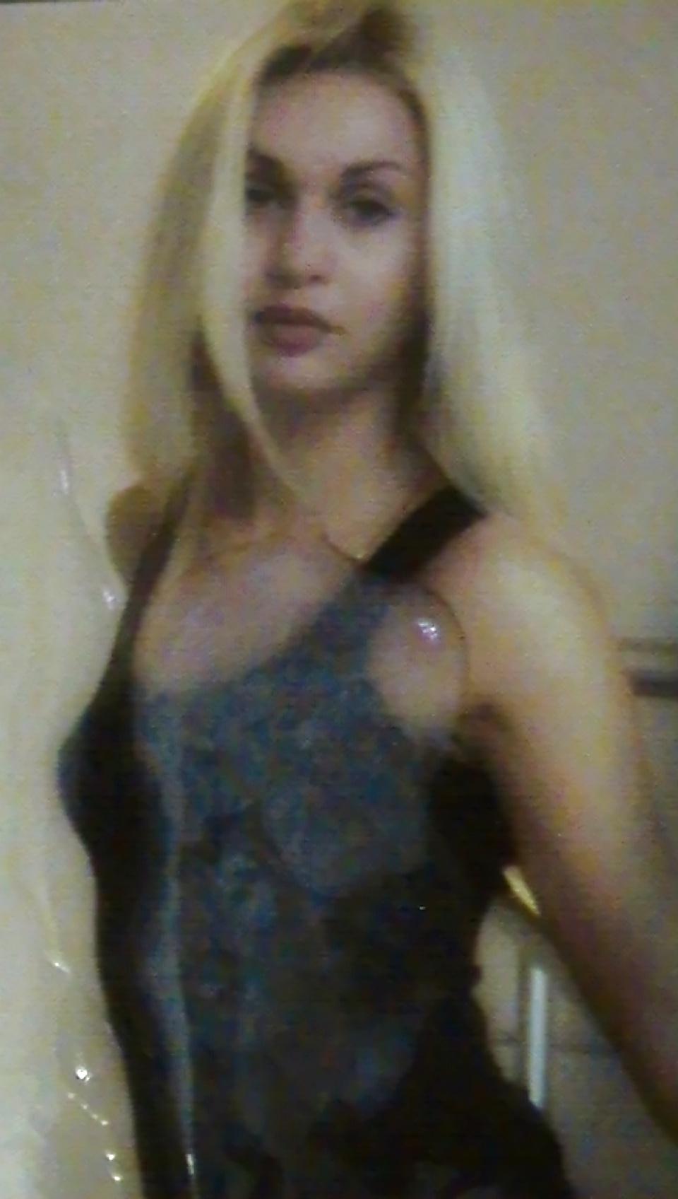 25P Cum on girlfriend blonde in black dress