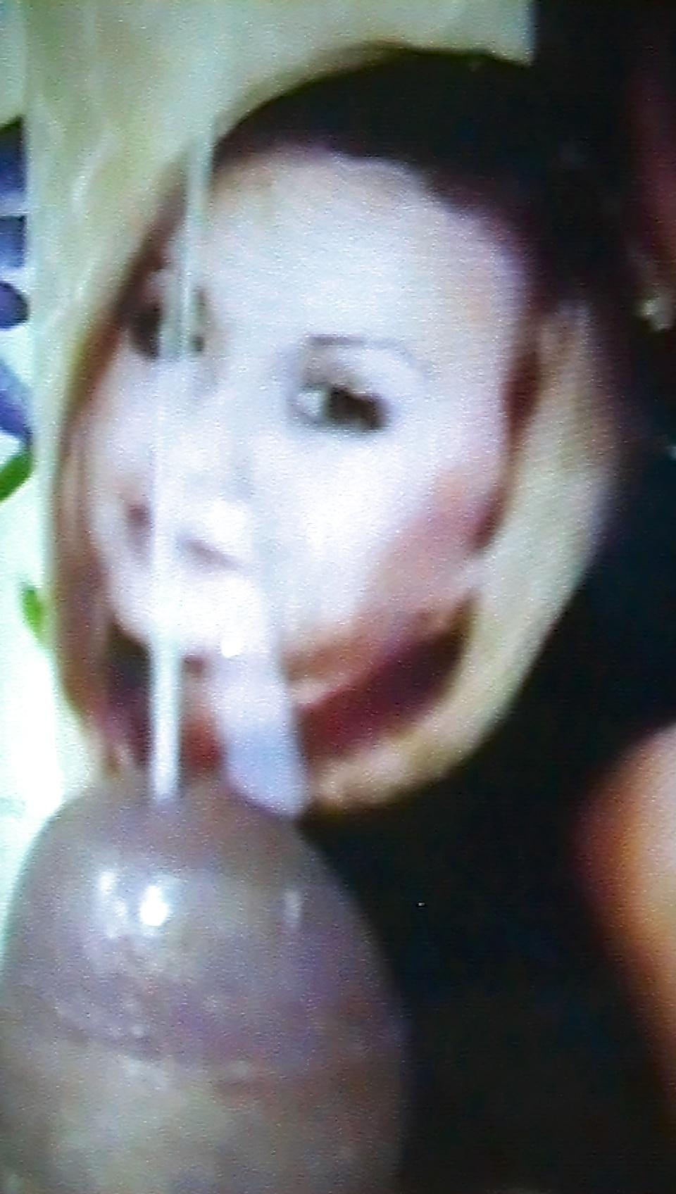 25P Cum on girlfriend blonde in black dress