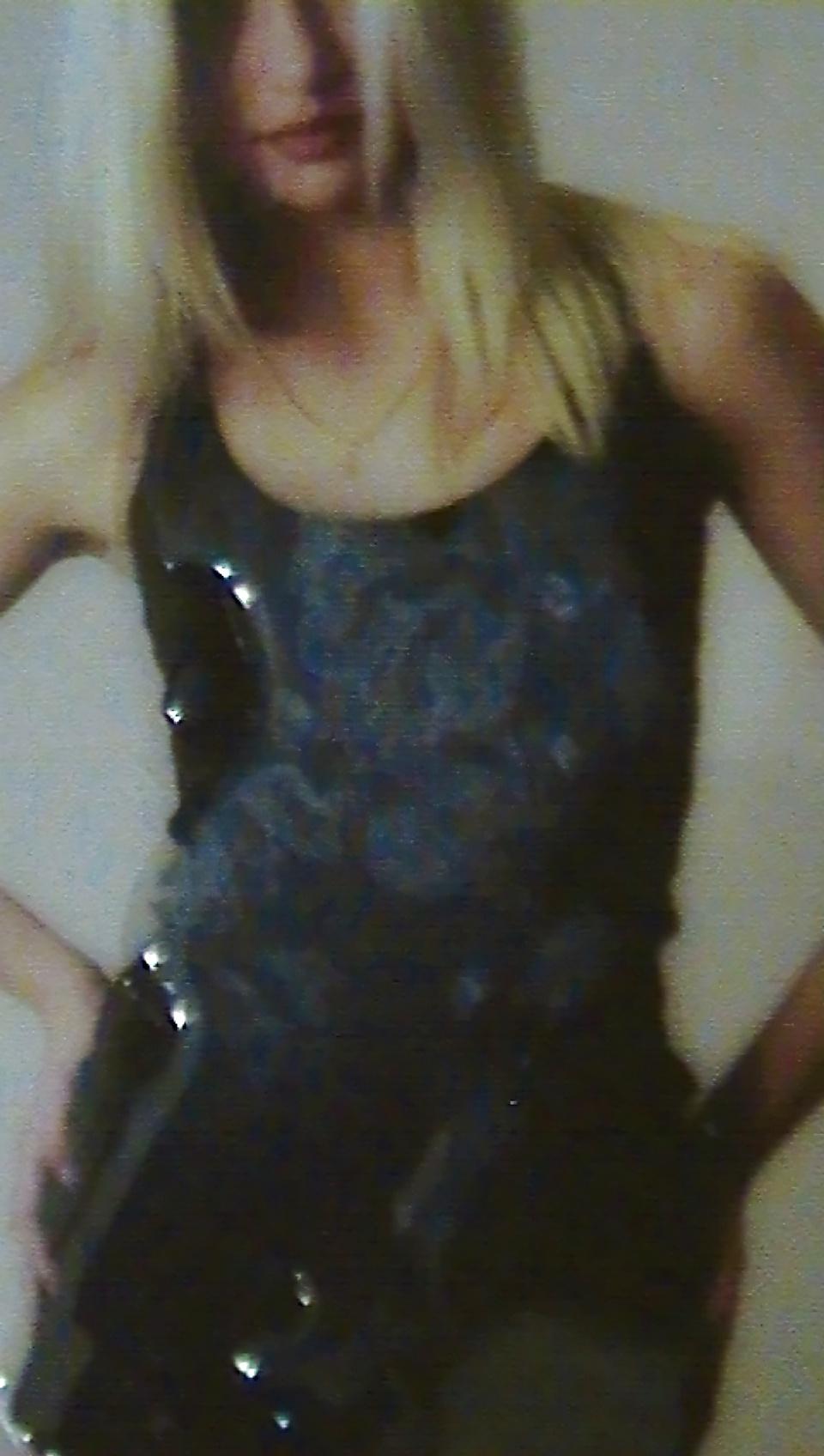 25P Cum on girlfriend blonde in black dress
